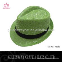 Los sombreros verdes del fedora del mens barato para los sombreros al por mayor de la paja del papel de los sombreros del snapback